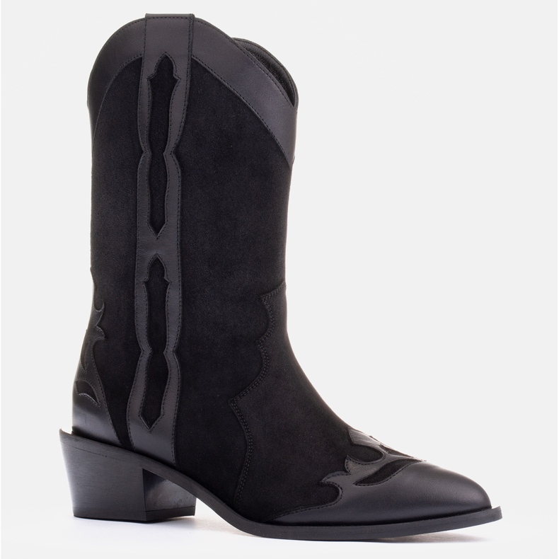 Marco Shoes Cizme negre din piele intoarsa naturala negru 1