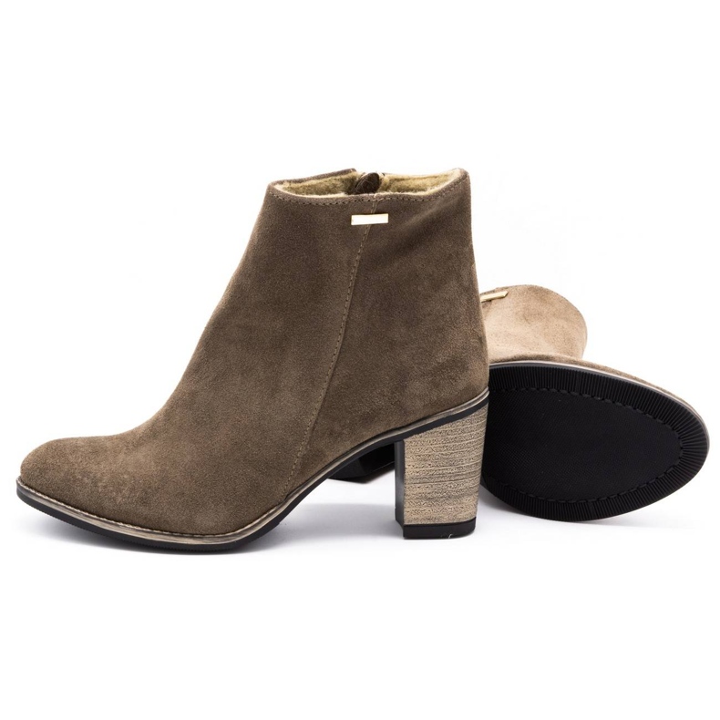 Olivier Cizme de piele pentru femei izolate cu tocuri înalte de pământ maro 6