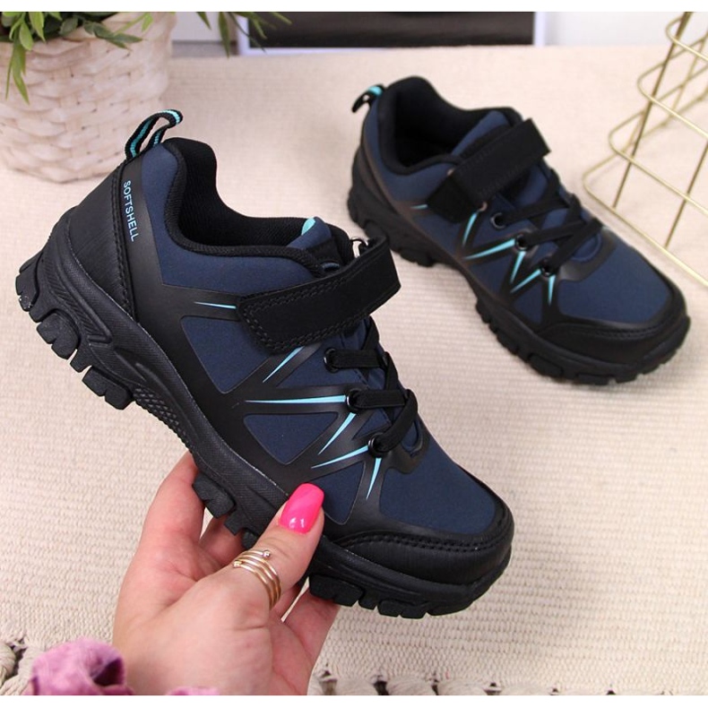 Pantofi de trekking cu velcro American Club Jr AM902B bleumarin albastru marin 1