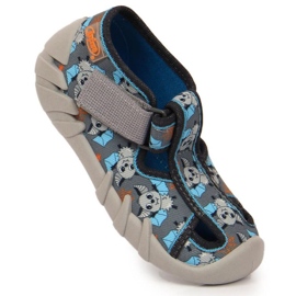 Papuci cu velcro cu liliac Befado Jr BEF6A gri 1