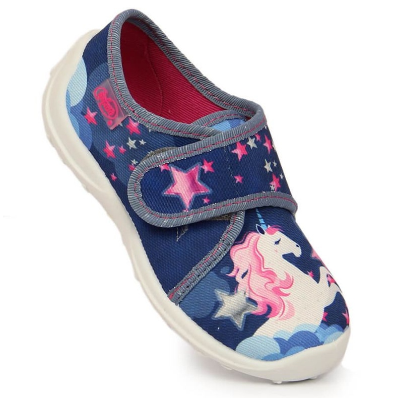 Papuci cu velcro cu un unicorn Befado Jr BEF35A bleumarin albastru marin 1