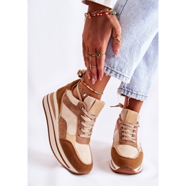 PS1 Pantofi sport de piele intoarsa de dama maro-bej Elisse 1