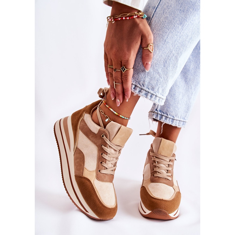 PS1 Pantofi sport de piele intoarsa de dama maro-bej Elisse 1