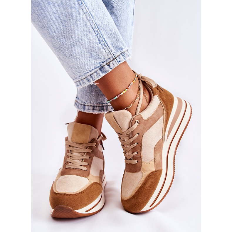 PS1 Pantofi sport de piele intoarsa de dama maro-bej Elisse 2