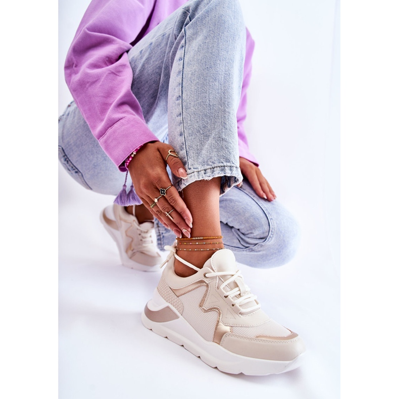 PG1 Pantofi de damă la modă Allie bej deschis de aur 2