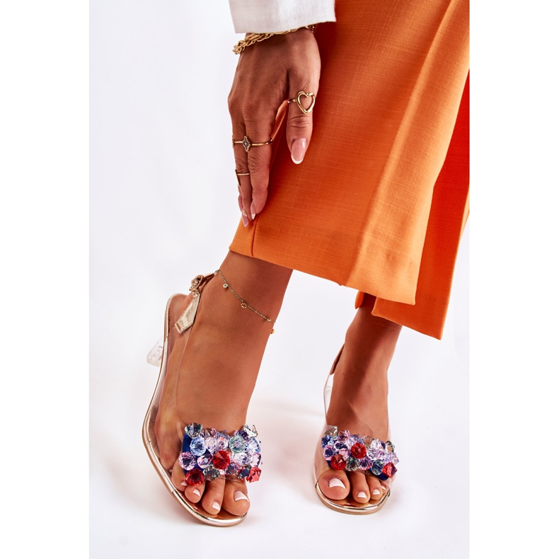 S.Barski Sandale Elegante Cu Cristale Lanette Aurii multicolor de aur 1