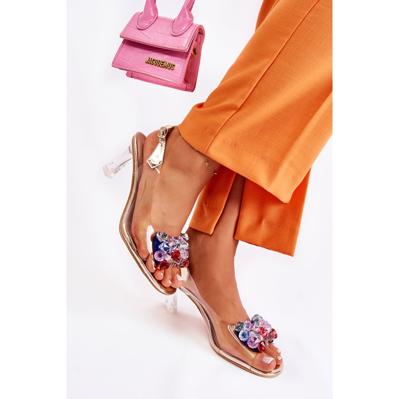 S.Barski Sandale Elegante Cu Cristale Lanette Aurii multicolor de aur 2