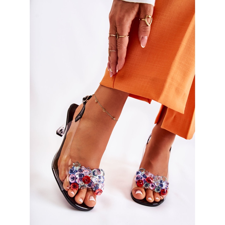 S.Barski Sandale Elegante Cu Cristale Negre Lanette negru multicolor 1