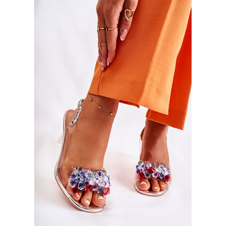 S.Barski Sandale Elegante Cu Cristale Lanette Argintii multicolor 1