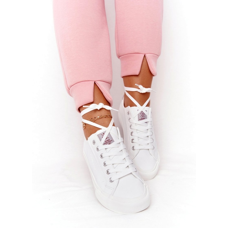 Big Star Adidași pentru femei din piele ecologică Cross Jeans HH2R4001C Alb 5