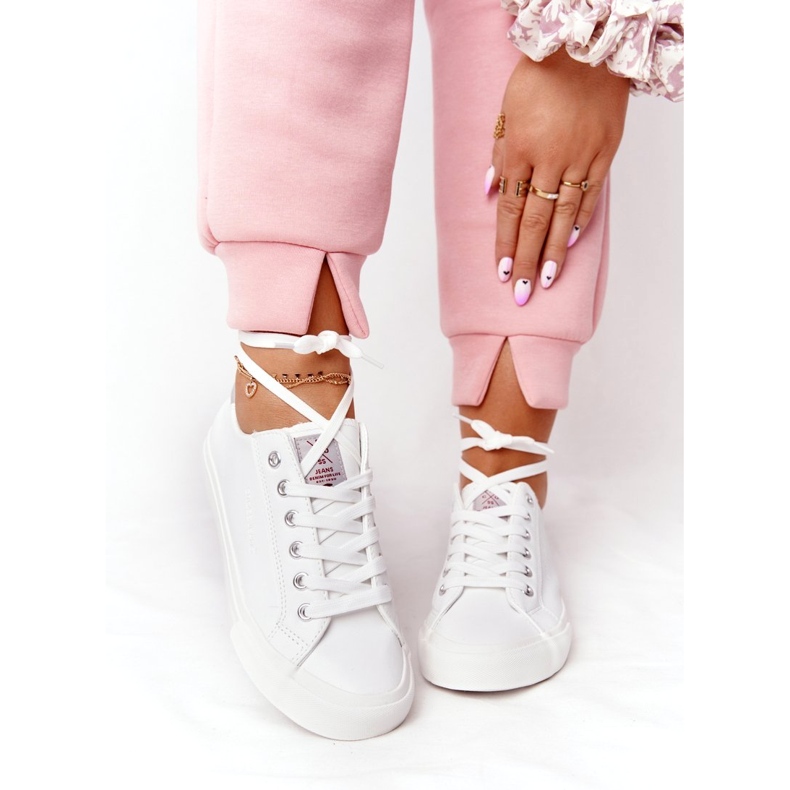 Big Star Adidași pentru femei din piele ecologică Cross Jeans HH2R4001C Alb 3