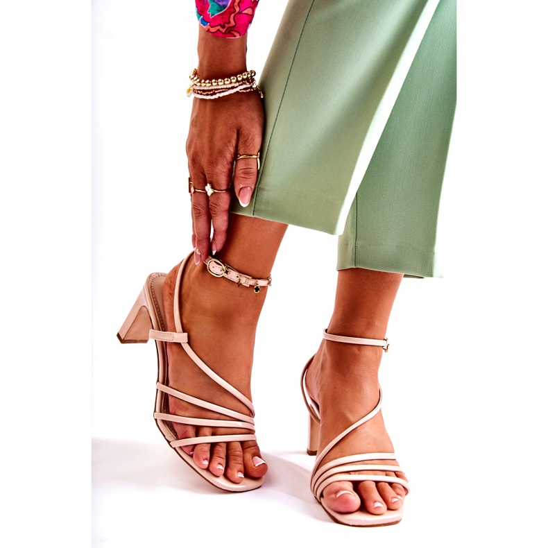 WS1 Sandale Clasice Lăcuite Pe Tocuri Înalte Milani Bej 1