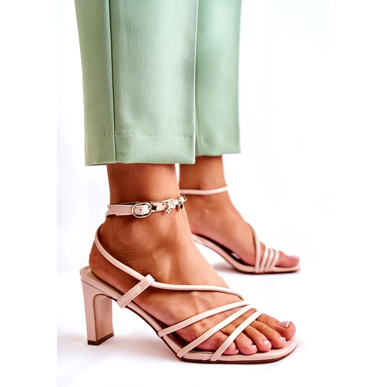 WS1 Sandale Clasice Lăcuite Pe Tocuri Înalte Milani Bej 3