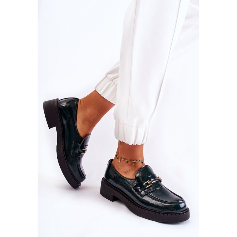 Pantofi Lacuiti Cu Ornament Verde Hestill Argintiu 2