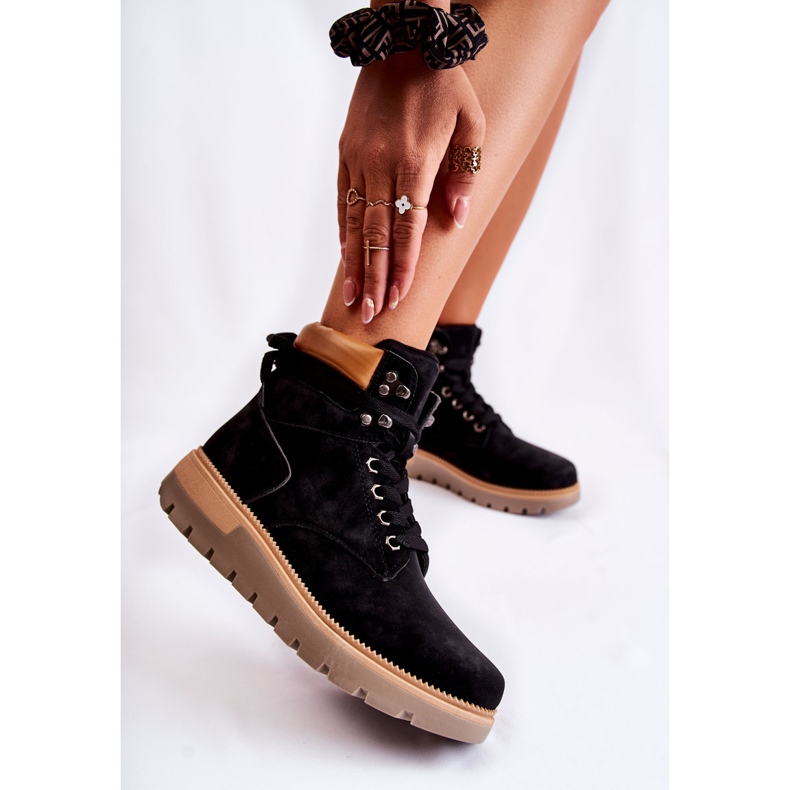 FB3 Cizme De Piele Pe Platforma Ressa Neagra negru 2