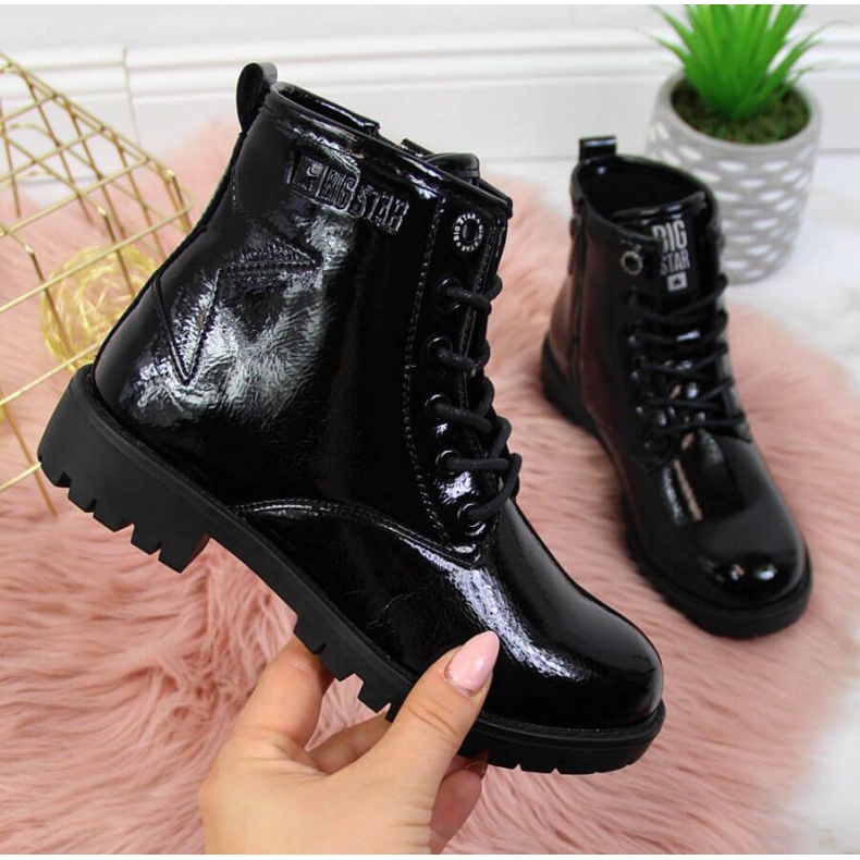 Cizme bovver negre pentru fete Big Star II374045 negru negru 1