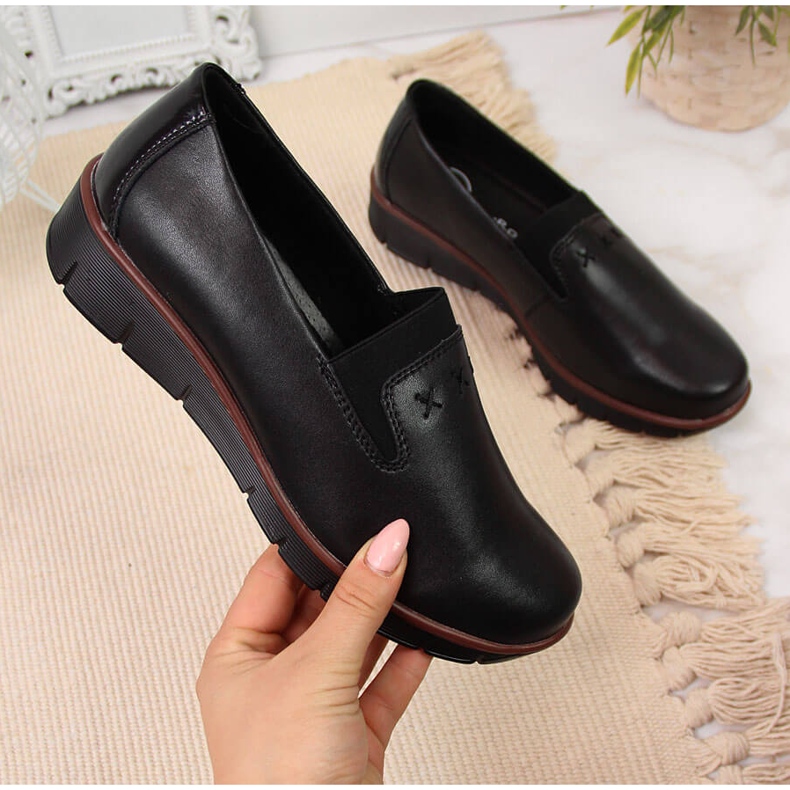 Pantofi de dama comozi din piele neagra Filippo negru 2