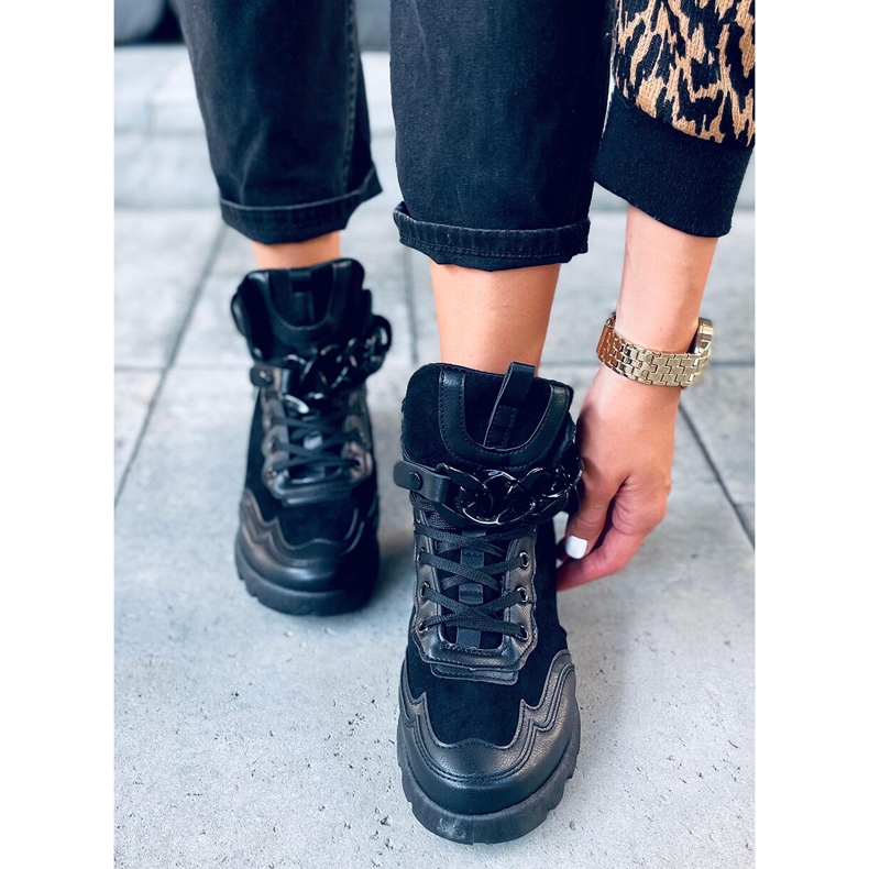 Tenisi cu un lant detasabil Peri Black negru 1