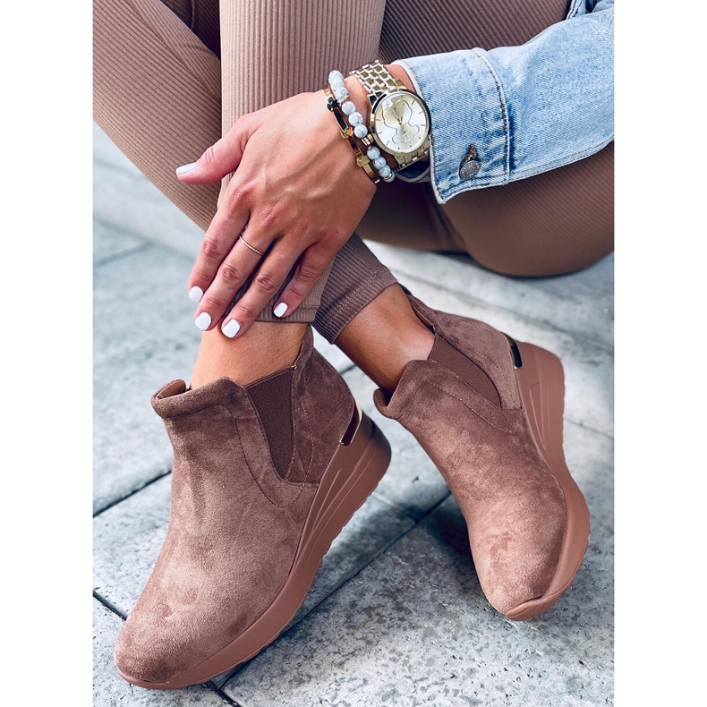 Pantofi cu pană Florens Khaki bej 1