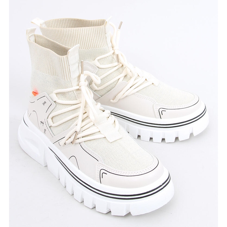 Pantofi sport cu șosete Malin Beige bej 2