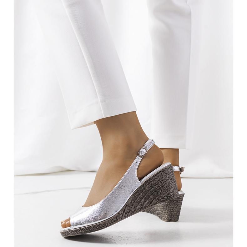 Sandale cu pană argintii Beldesa 1