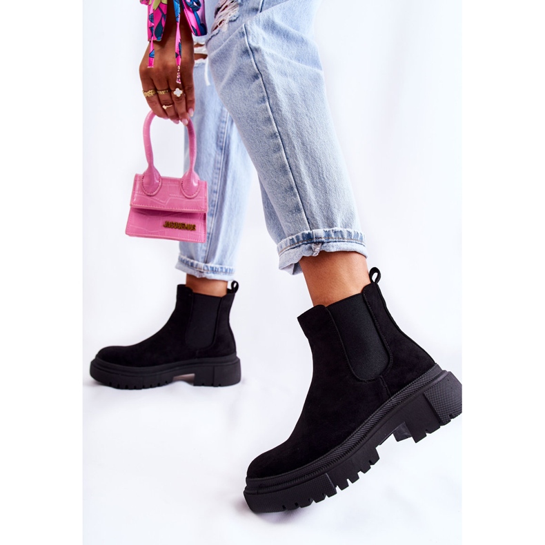 PS1 Cizme negre Lorea din piele intoarsa negru 2