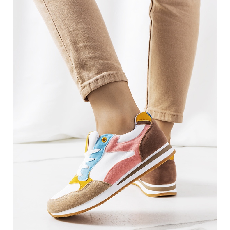 Tenisi de damă Kindler albi și maro roz 1 Tenisi de damă Kindler albi și maro roz 1