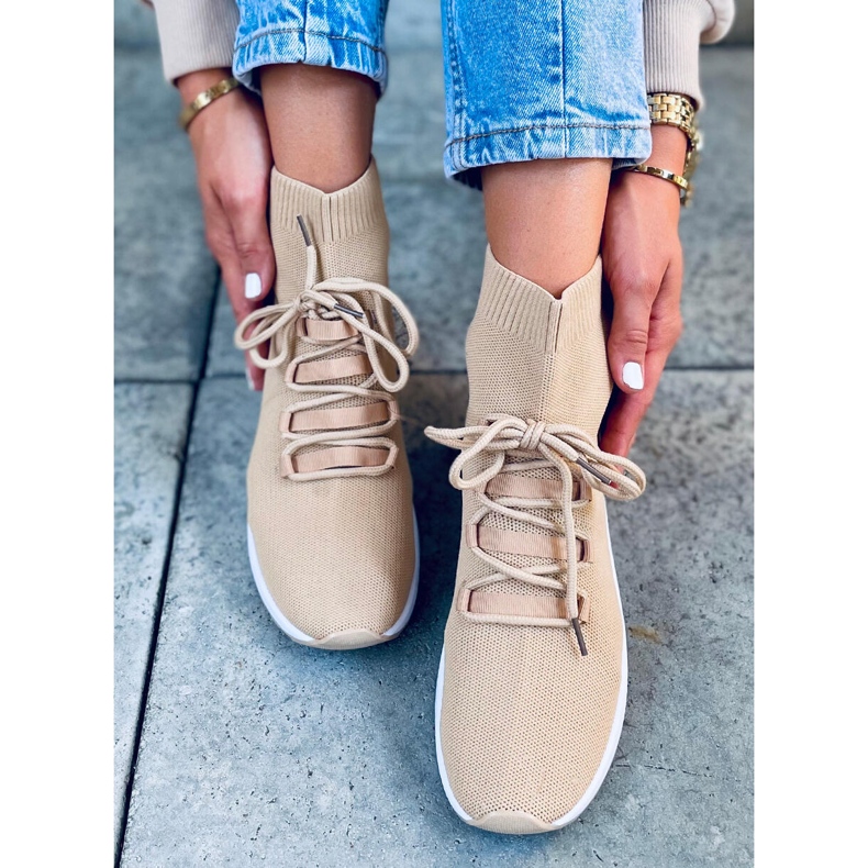 Pantofi Katrin Khaki Sock bej 1