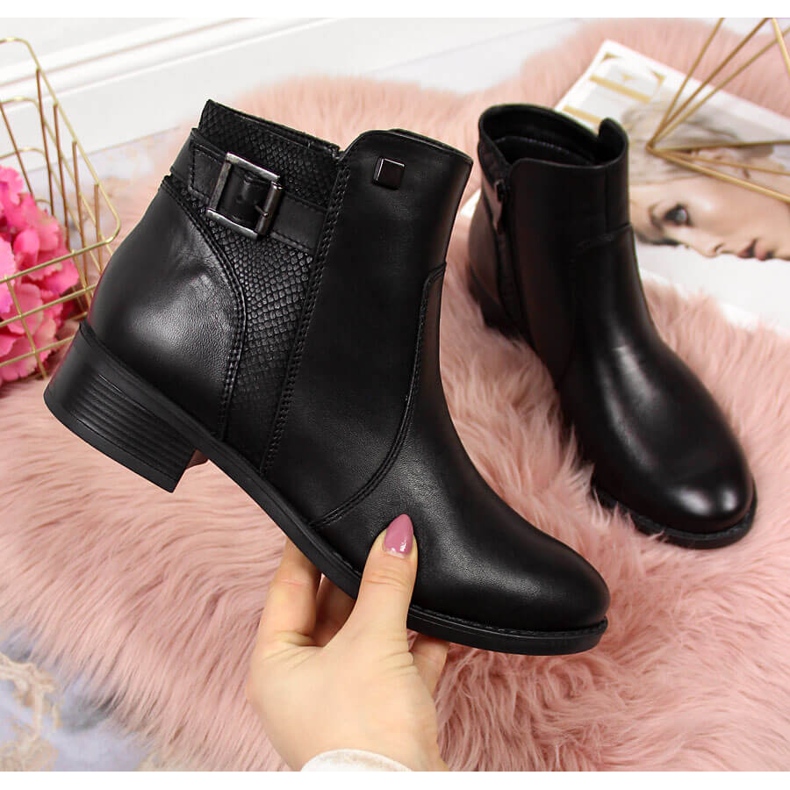 Ghete de dama din piele Dolce Pietro 0892 negru 1