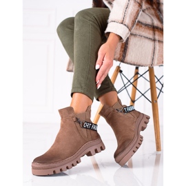 W. Potocki Muncitori Potocki din piele intoarsa bej maro 1