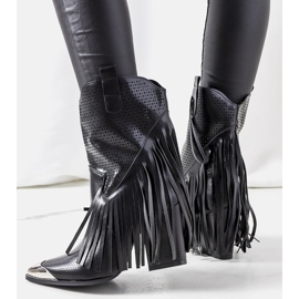 Cizmele negre de cowboy ale lui Wando negru 1 Cizmele negre de cowboy ale lui Wando negru 1