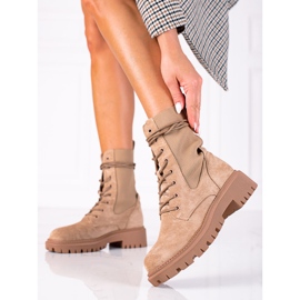 SHELOVET Muncitori din piele intoarsa bej maro 2