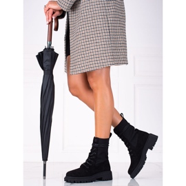 SHELOVET Lucratori cu siret din piele intoarsa neagra negru 1