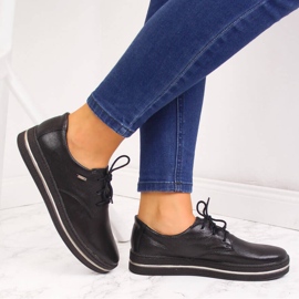 Pantofi de dama din piele neagra Helios 380 negru 2