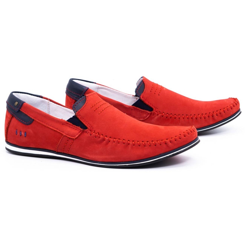 KOMODO Mocasini din piele pentru bărbați 876 roșu roşu 2