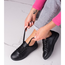 Tenisi dama Black Shelovet din piele ecologica negru 1