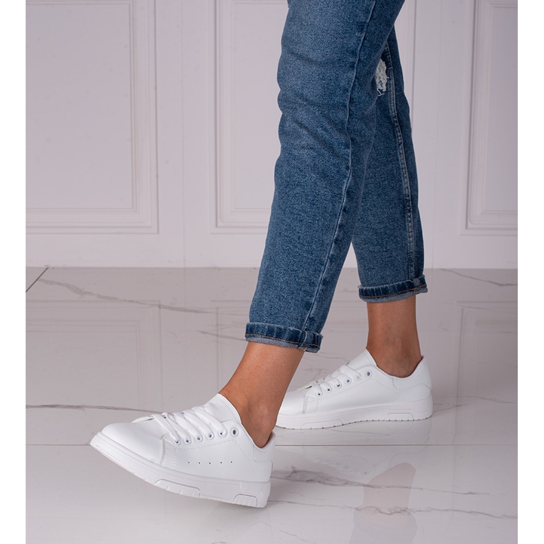 Tenisi dama Shelovet albi din piele ecologica 1