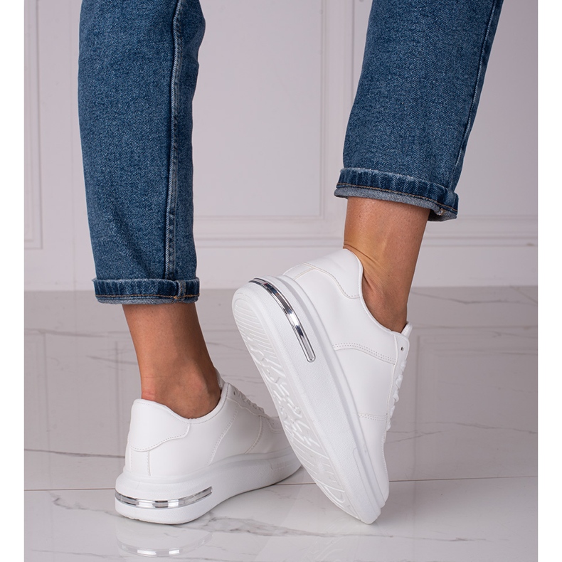 Tenisi dama Shelovet albi din piele ecologica 1