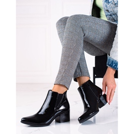 SHELOVET Ghete Chelsea lăcuite negre Sergio Leone cu tocuri înalte negru 1