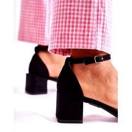 Sandale de damă din piele intoarsa cu toc inalt, negre negru 4