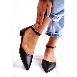 WD1 Sandale de damă din piele de balerini în capris negru Spitz 1