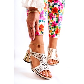 PA2 Sandale ajurate din piele pe tocuri înalte Salvio auriu de aur 1