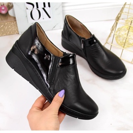 Pantofi confortabili de dama din piele neagra Helios 348 negru 2