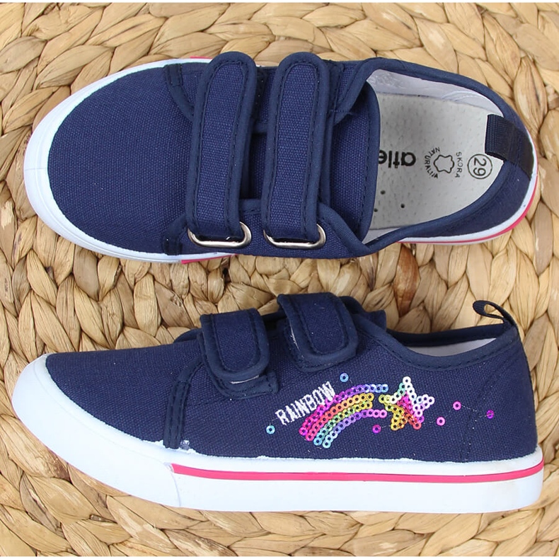 Tenisi Atletico bleumarin cu velcro pentru fete albastru 2 Tenisi Atletico bleumarin cu velcro pentru fete albastru 2