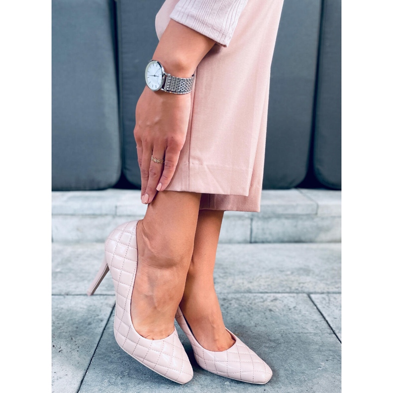 Stiletto damă matlasate Modi Beige bej 2