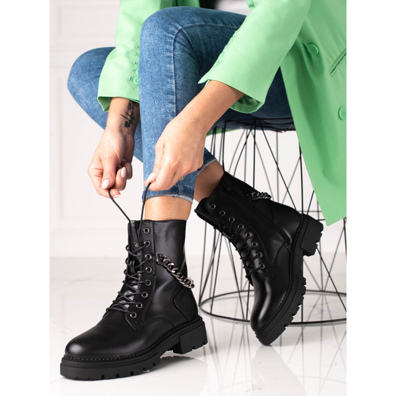 Genți negre de damă cu un lanț Shelovet pe o platformă groasă negru 1