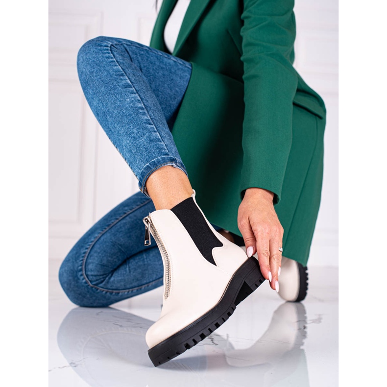 Genți de damă bej cu fermoar 2