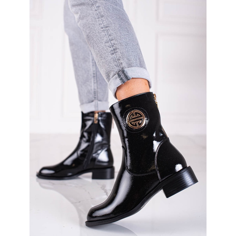 Cizme înalte lăcuite Shelovet negre negru 1