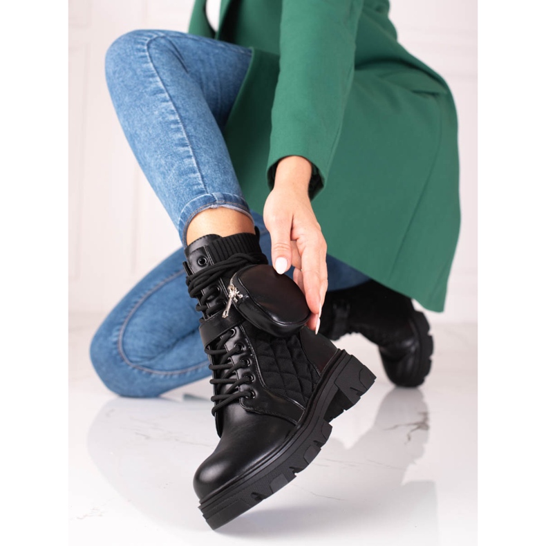 SHELOVET Genți de damă Black Shelvet cu buzunar velcro negru 1