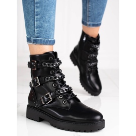 Genți de damă Black Shelovet cu lanțuri negru 1